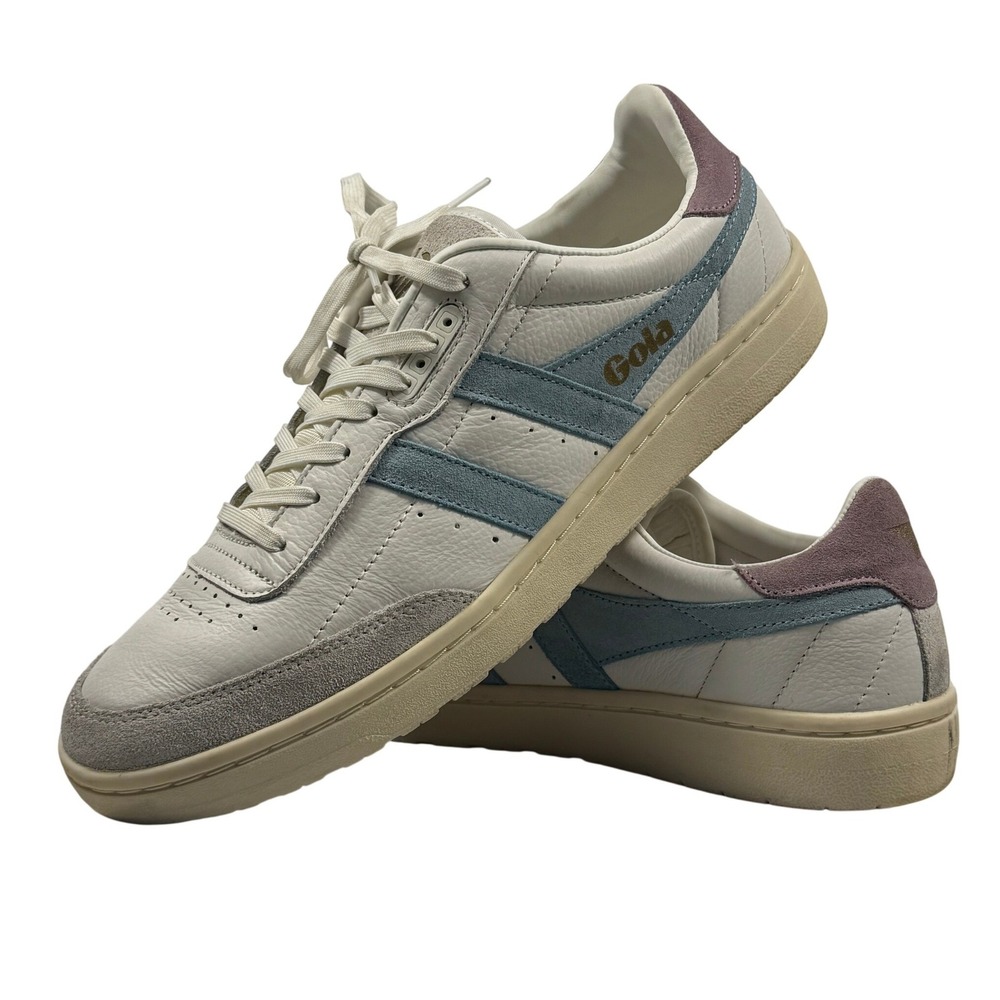 Gola Falcon CLB415‎ Men's Leather Sneakers White Blue Suede Size US 11